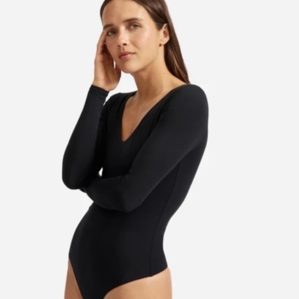 Everlane Long-Sleeve V-Neck Bodysuit